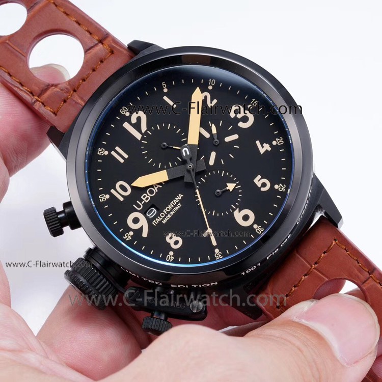 All Black U-Boat Flightdeck Chrono U-7750-55 Replica Watch
